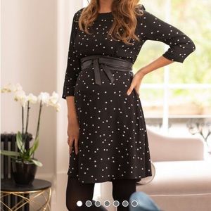 Seraphine Maternity and nursing dress black polka dots